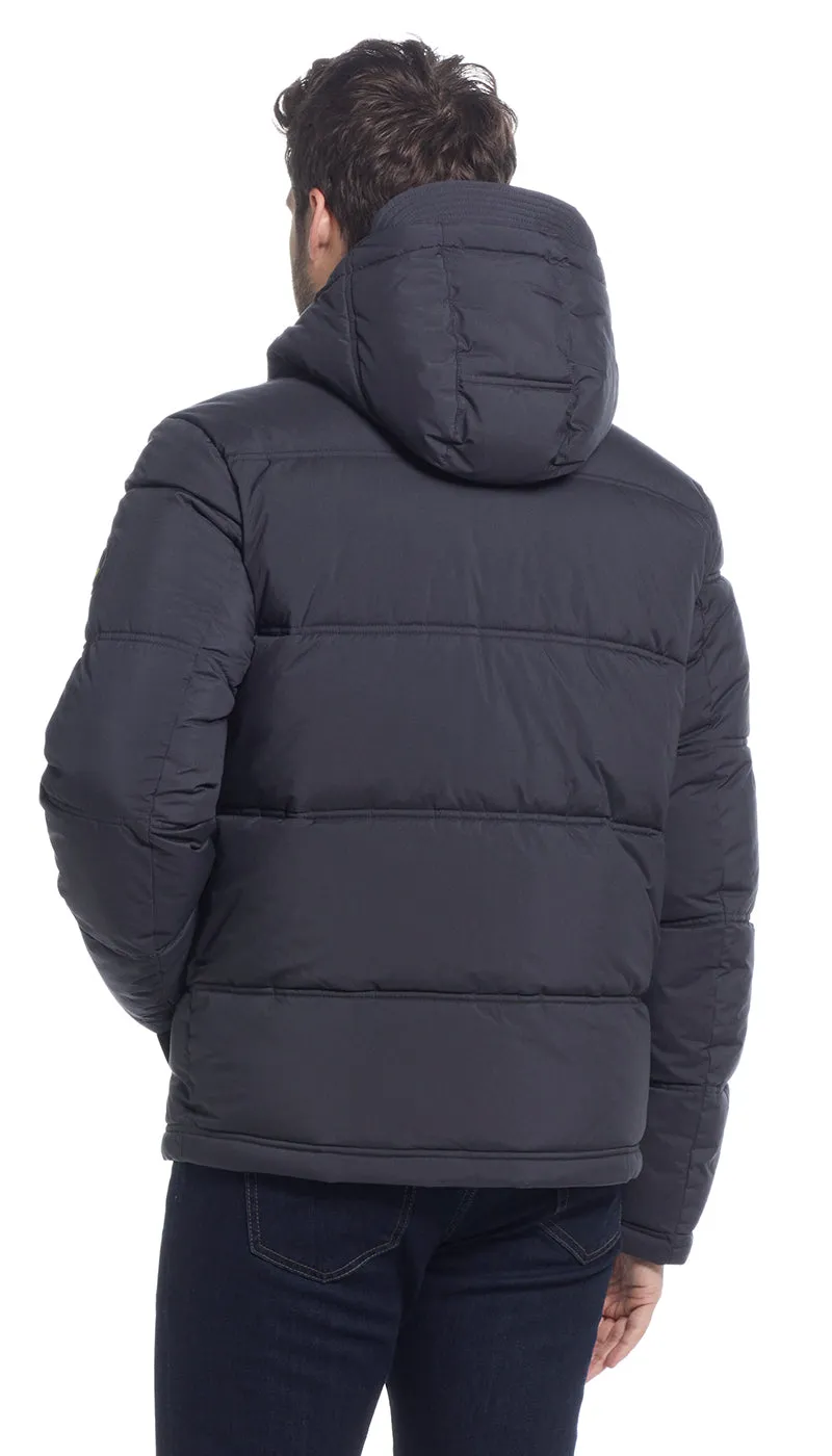 QUILTED PUFFER WITH ATTACHED HOOD