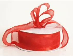 Red Sheer Ribbon w/ Satin Edge | 3/8" 25 yd