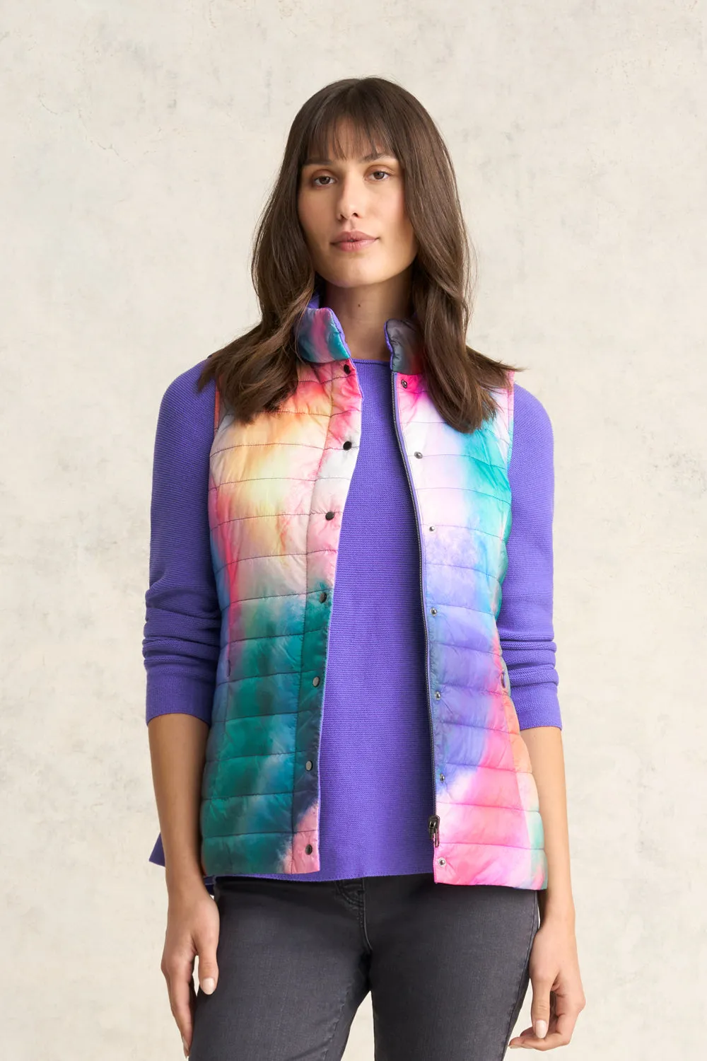 Reversible Puffer Vest - Aurora Print