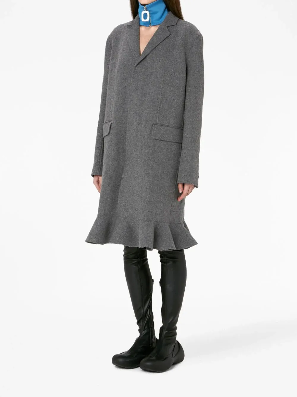 Ruffled Hem Coat