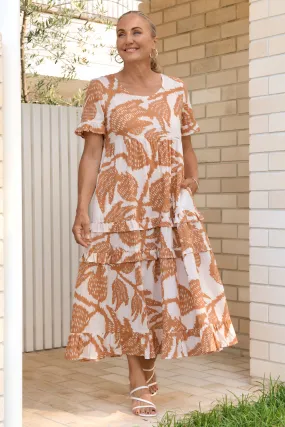 Sabre Frill Dress in Desert Palms