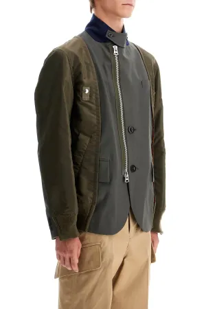 Sacai Hybrid Nylon And Wool Blend Jacket.