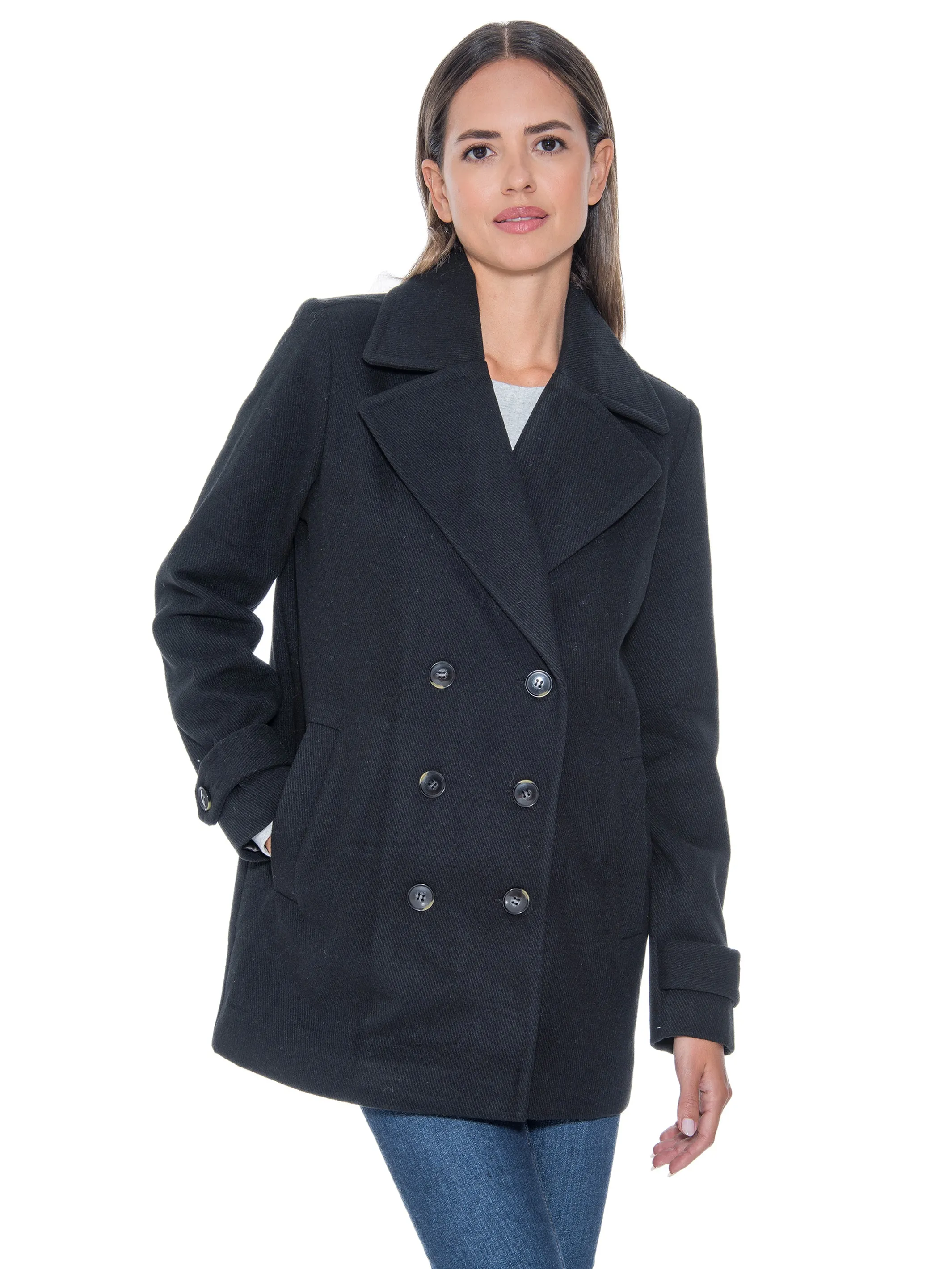 Sebby Collection Double Breasted Pea Coat