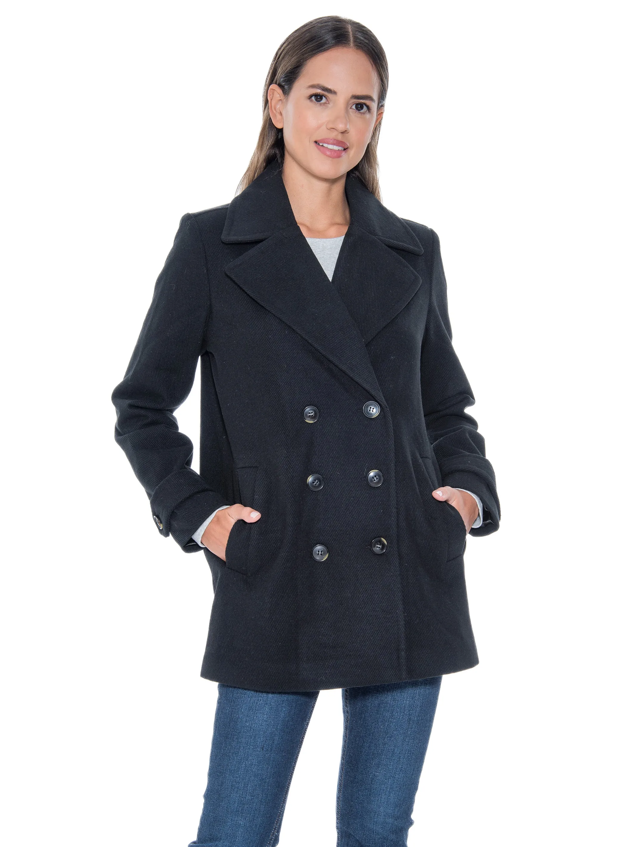 Sebby Collection Double Breasted Pea Coat