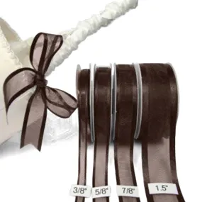 Sheer Brown Ribbon with Satin Edge | 5/8" 25 yds