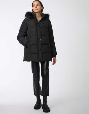 Short Outdoorsy Wool Combo Puffer Coat