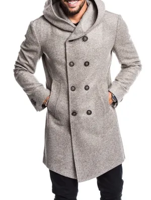 Slim Fit Hooded Long Over Coat