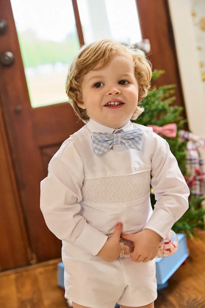 Smocked Taffeta John John -- White