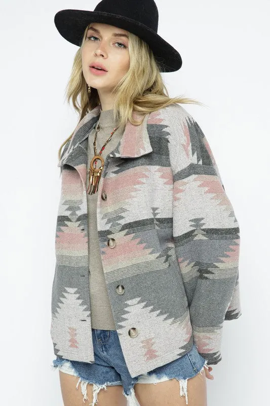 Soft Comfy Lightweight Aztec Pattern Jacket