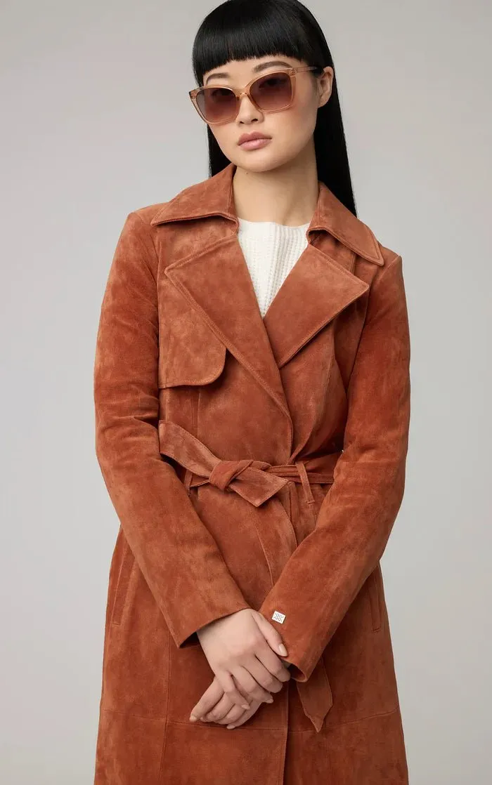 SOIA&KYO ALEXIS-N - Slim-Fit Suede Trench Coat