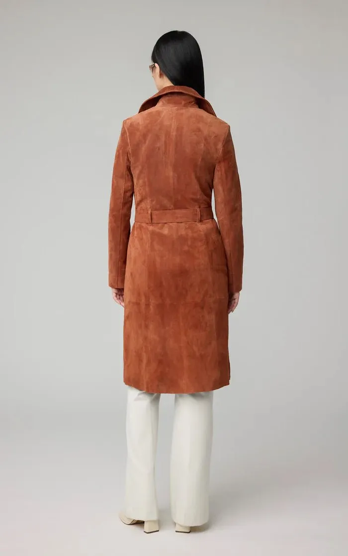 SOIA&KYO ALEXIS-N - Slim-Fit Suede Trench Coat