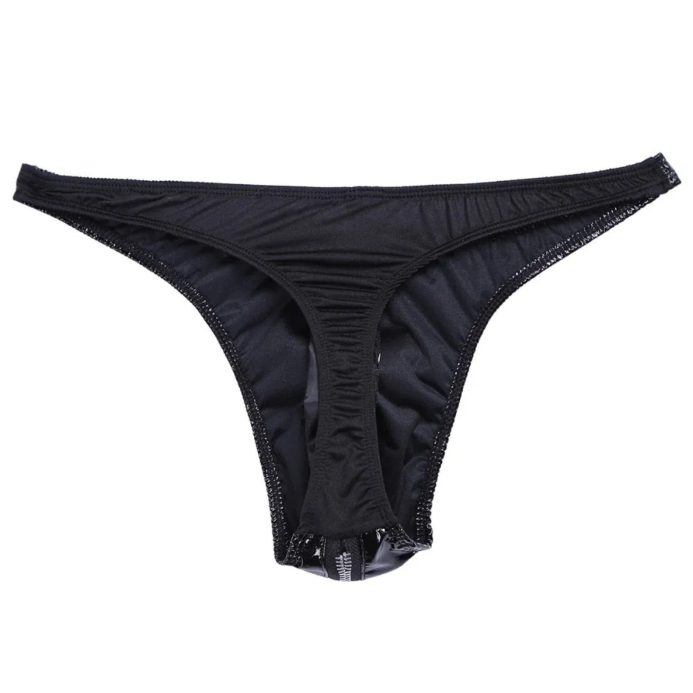 Solid Front-Zipper Style Men Thong