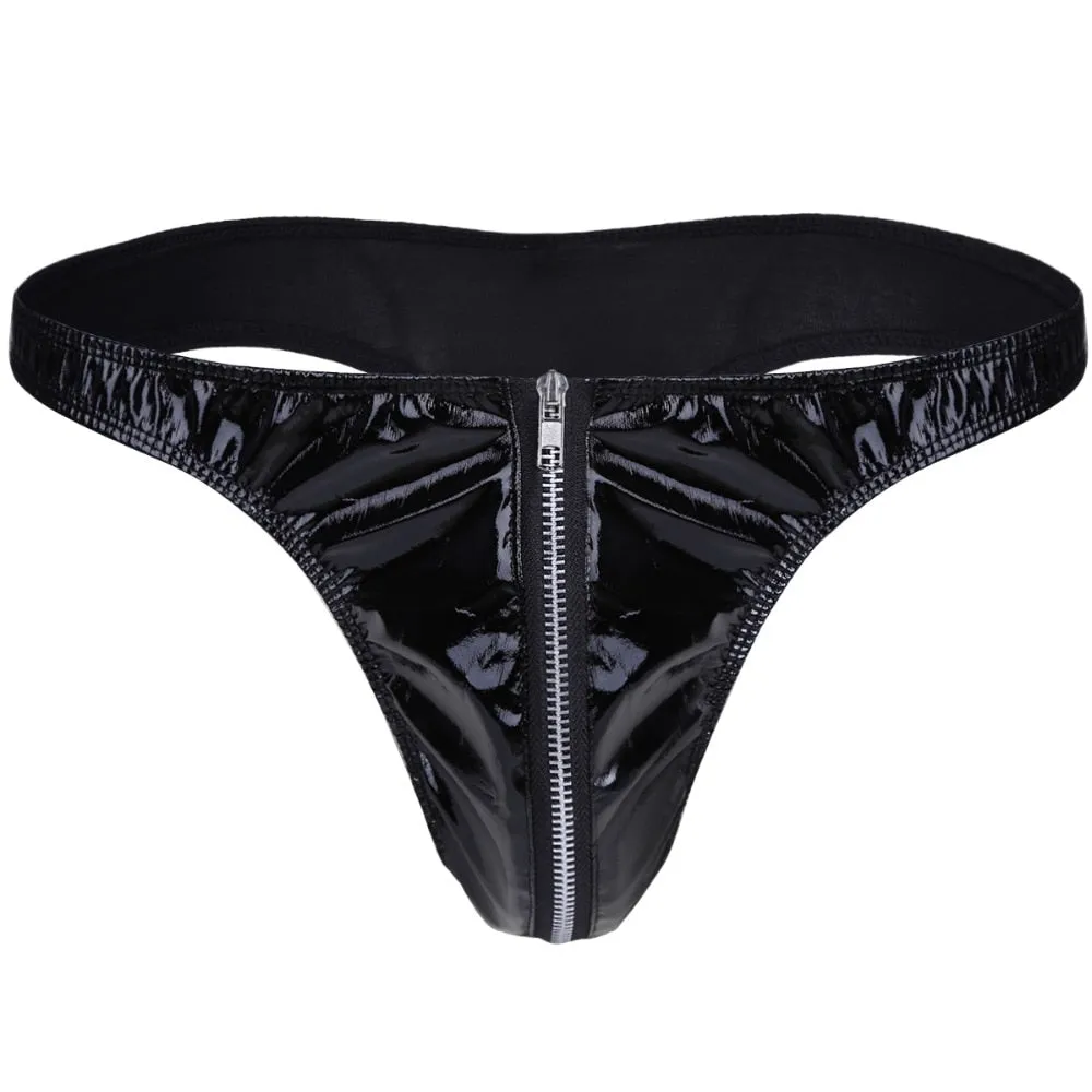 Solid Front-Zipper Style Men Thong