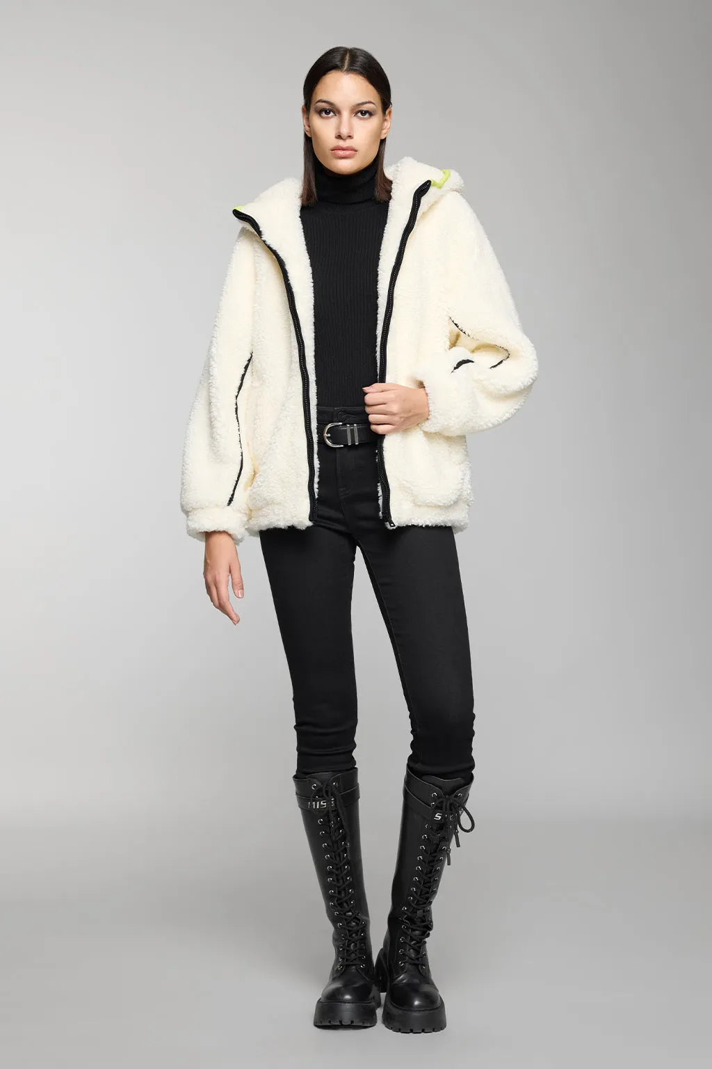 Sporty Hooded Faux Fur Jacket (Eco-Friendly)