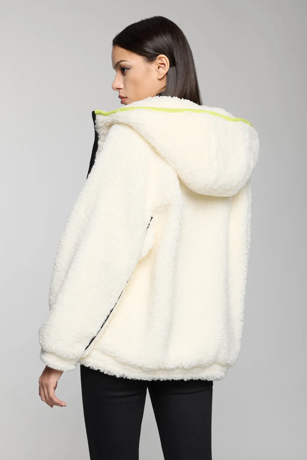 Sporty Hooded Faux Fur Jacket (Eco-Friendly)