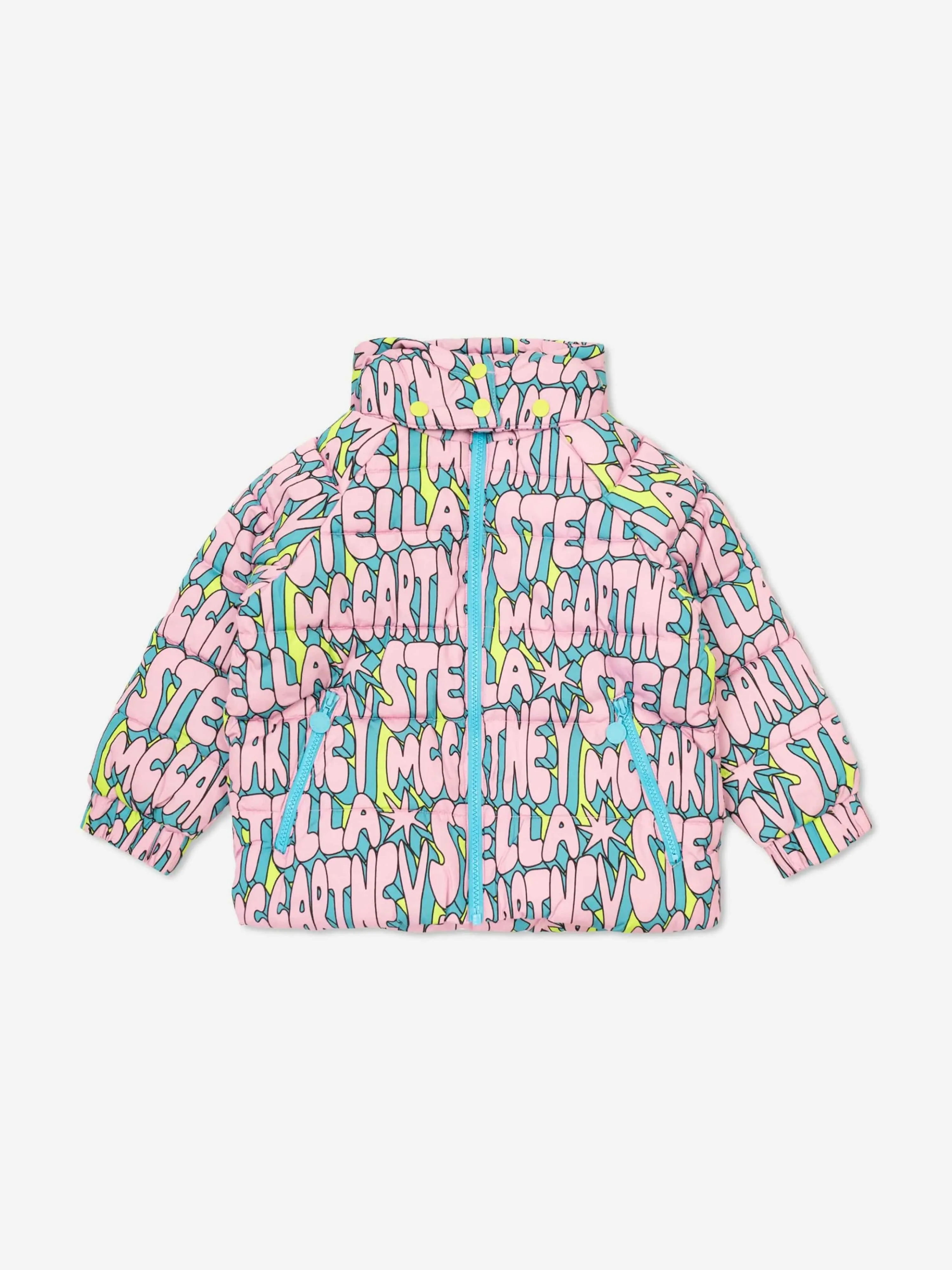 Stella McCartney Girls Logo Puffer Jacket in Multicolour