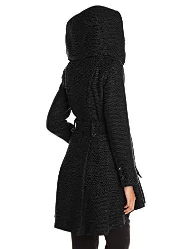 Steve Madden Women's Single Breasted Wool Coat, Black, Medium