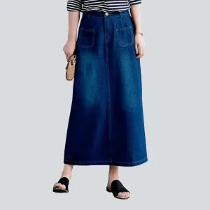 Straight pocket casual denim skirt