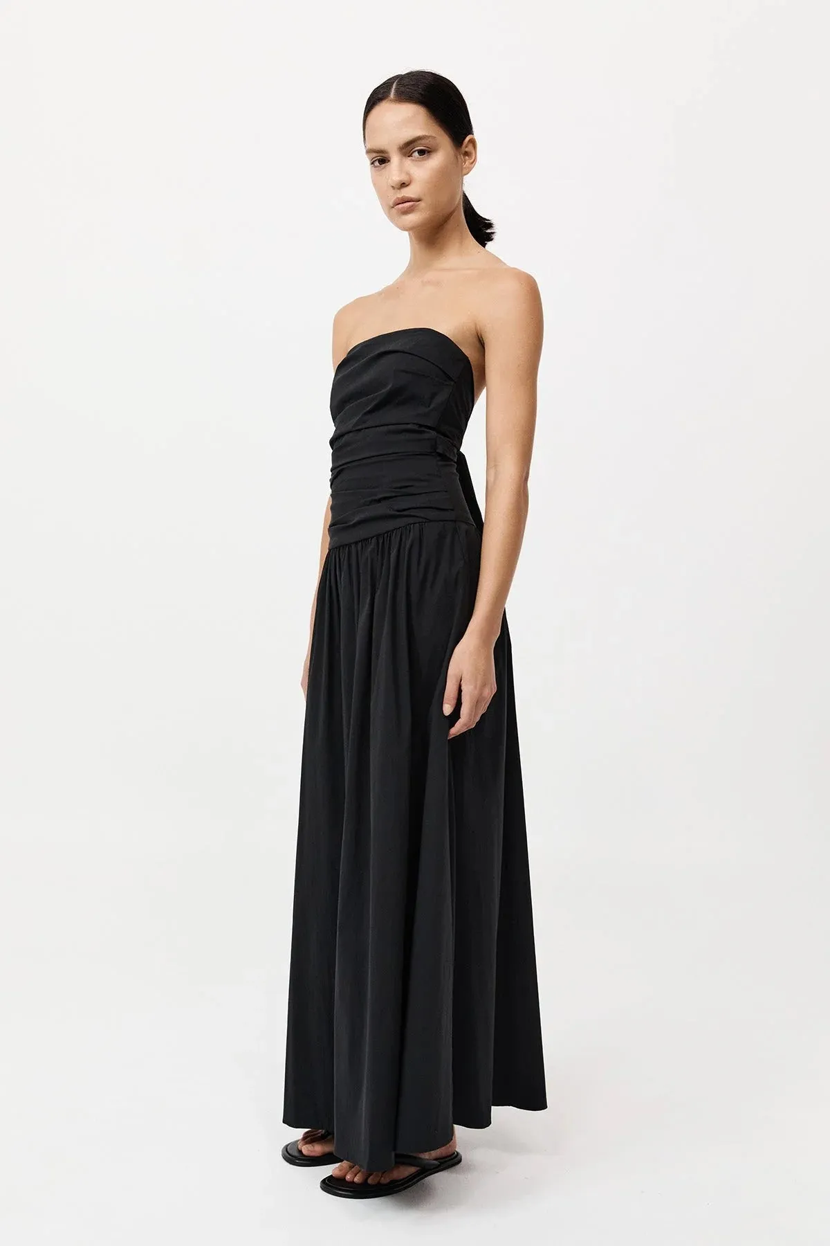 STRAPLESS TIE BACK DRESS - BLACK