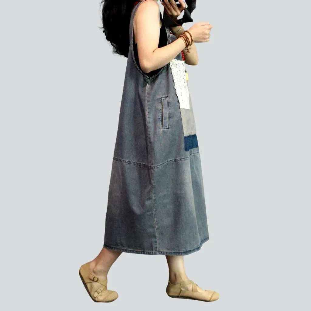 Stylish y2k long denim dress