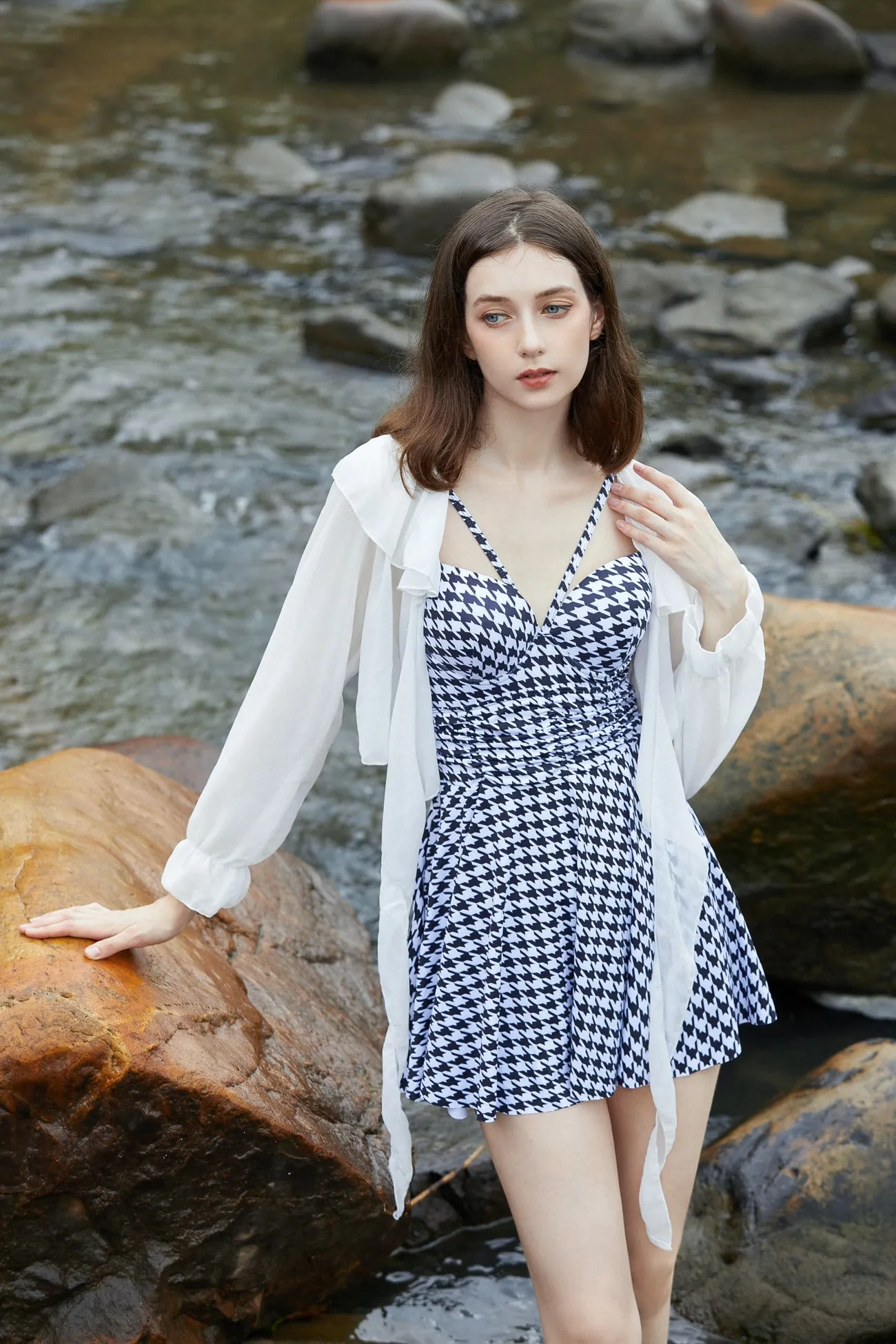 Sylphide |  Lourdes Checked Two-Piece Swimsuit