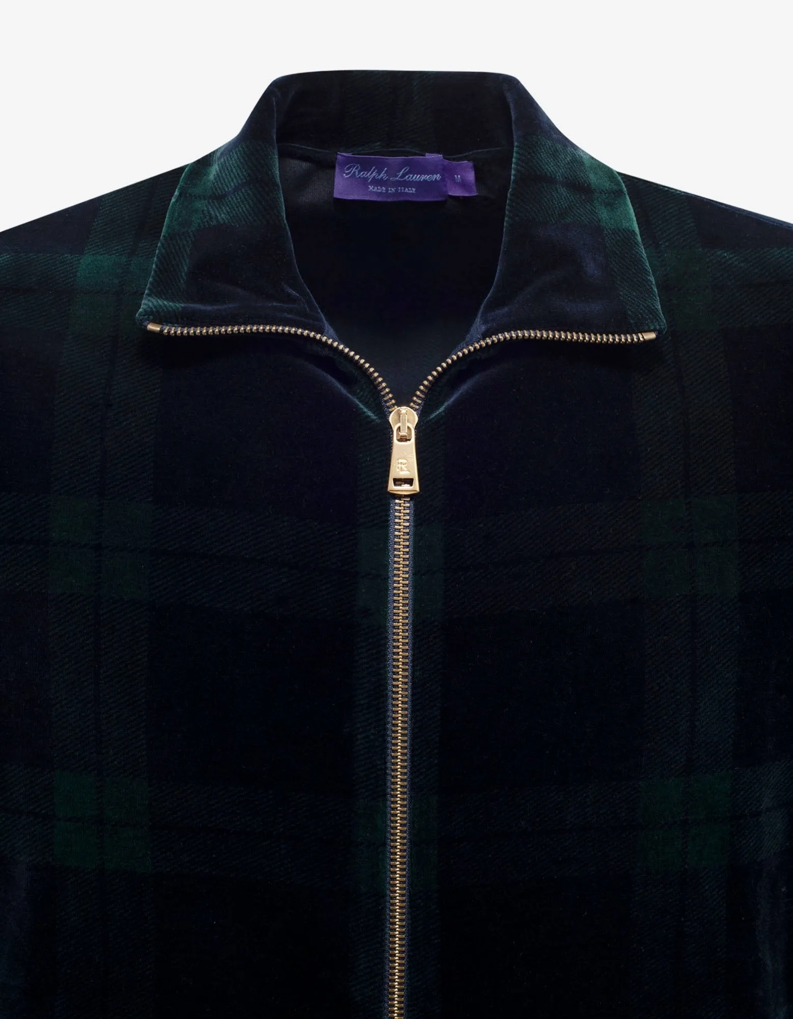 Tartan Print Velvet Track Jacket