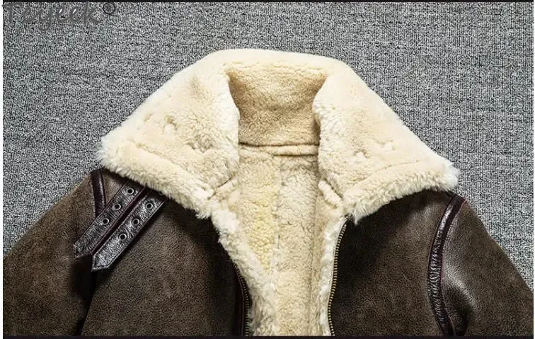 Tcyeek 100% natural genuine male fur jacket.Men winter warm thick wool coat.quality B3 shearling cloth.Plus size Peles