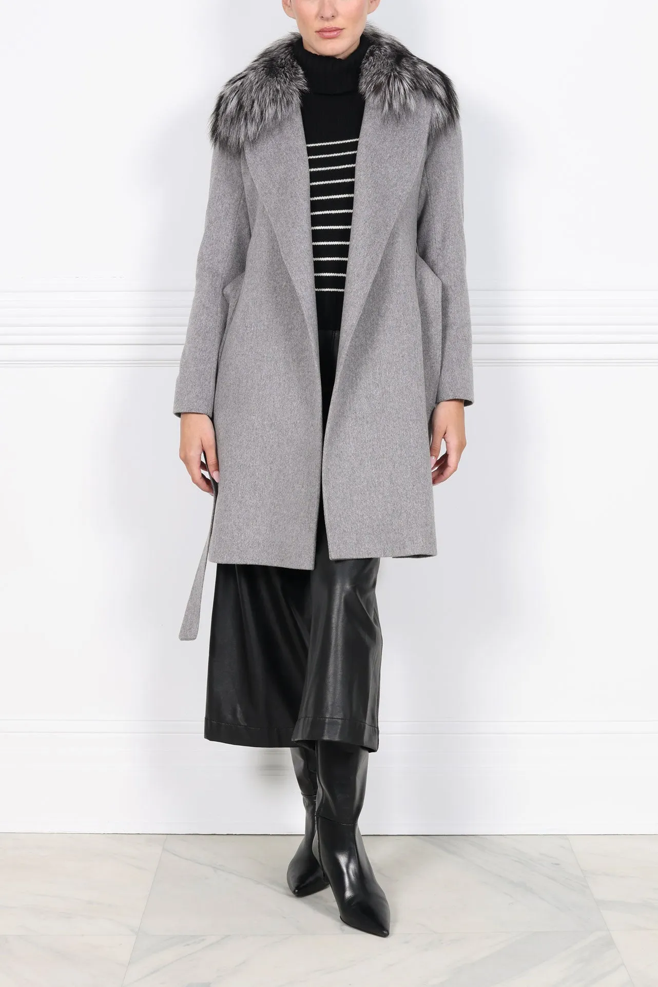 The Amal Wool Coat with  Fur Collar