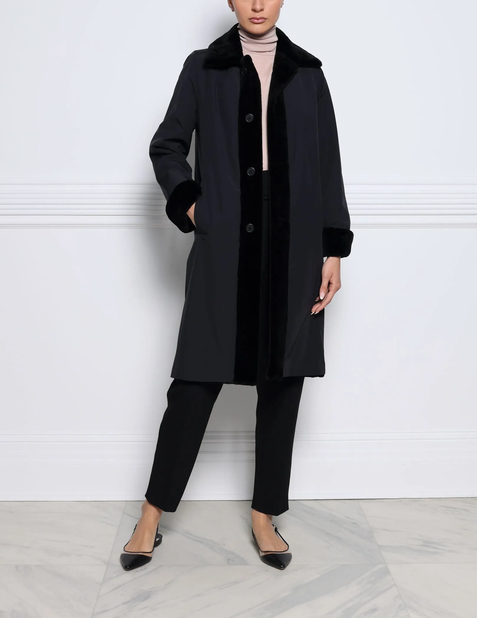 The April Sheared Mink Fur Reversible Storm Coat