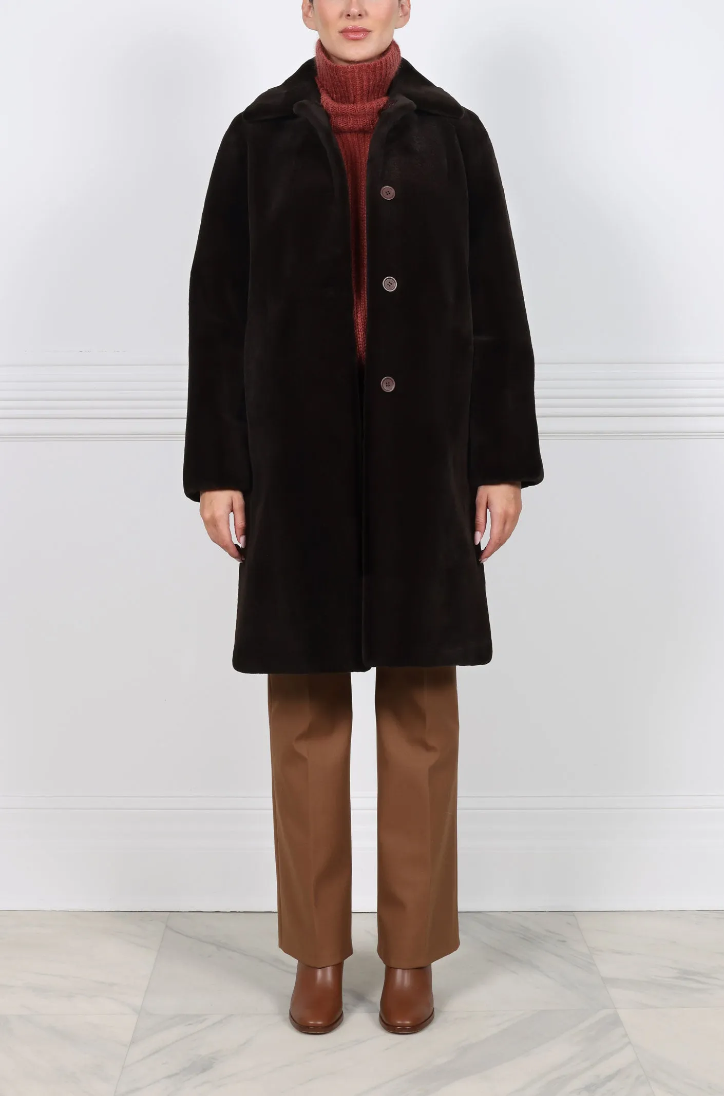 The April Sheared Mink Fur Reversible Storm Coat