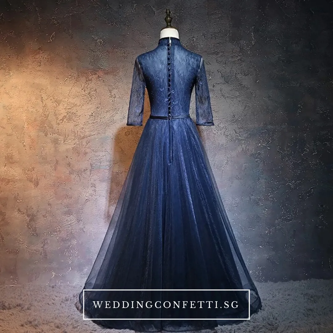 The Dacia Blue Long Sleeves Gown