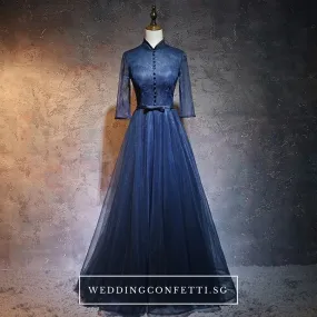 The Dacia Blue Long Sleeves Gown