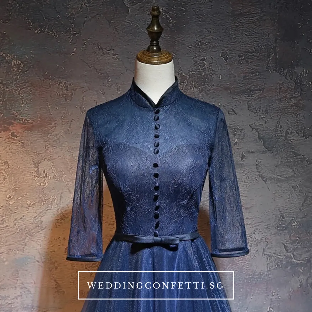 The Dacia Blue Long Sleeves Gown