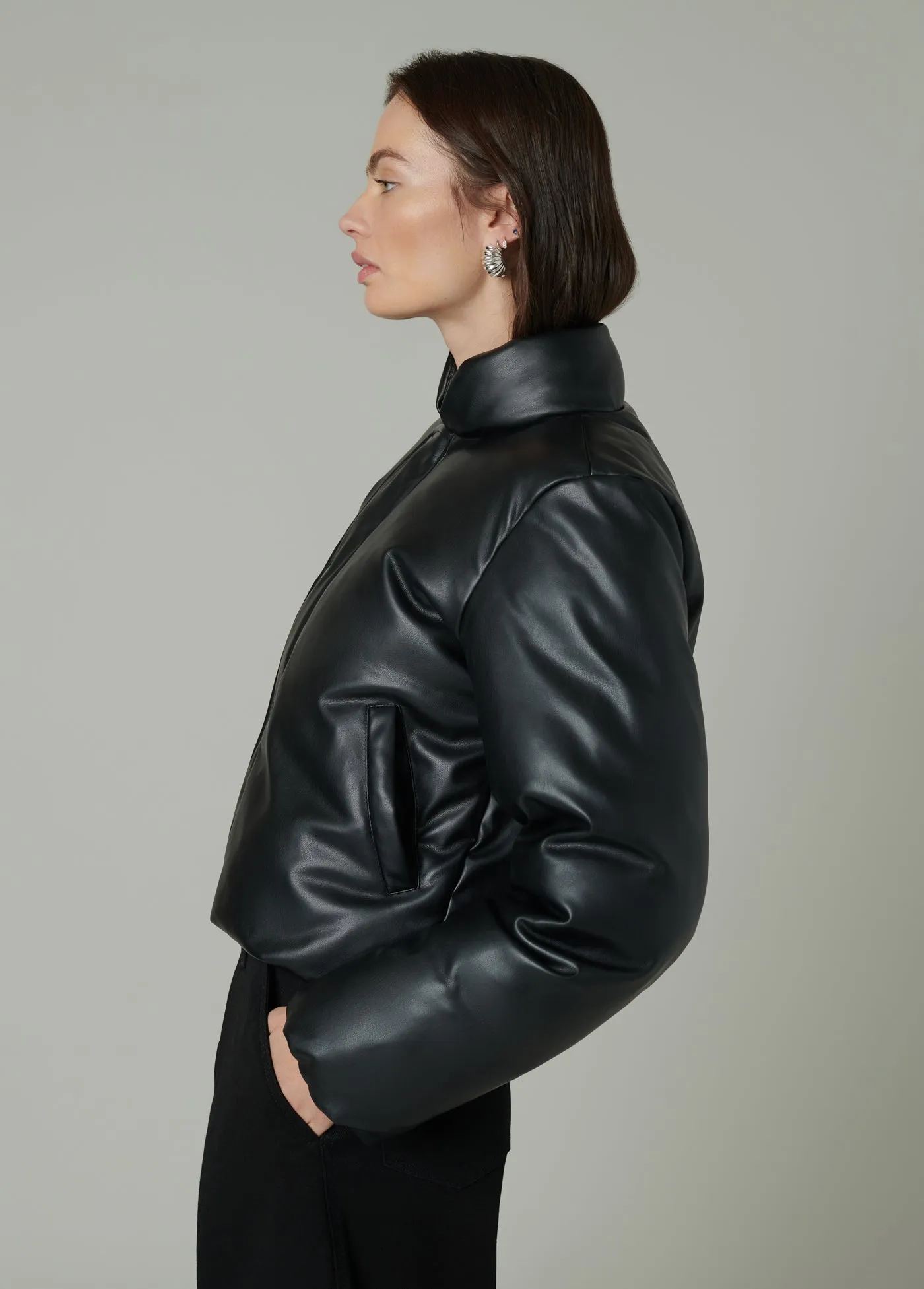 THE KIKI VEGAN LEATHER BOMBER JACKET