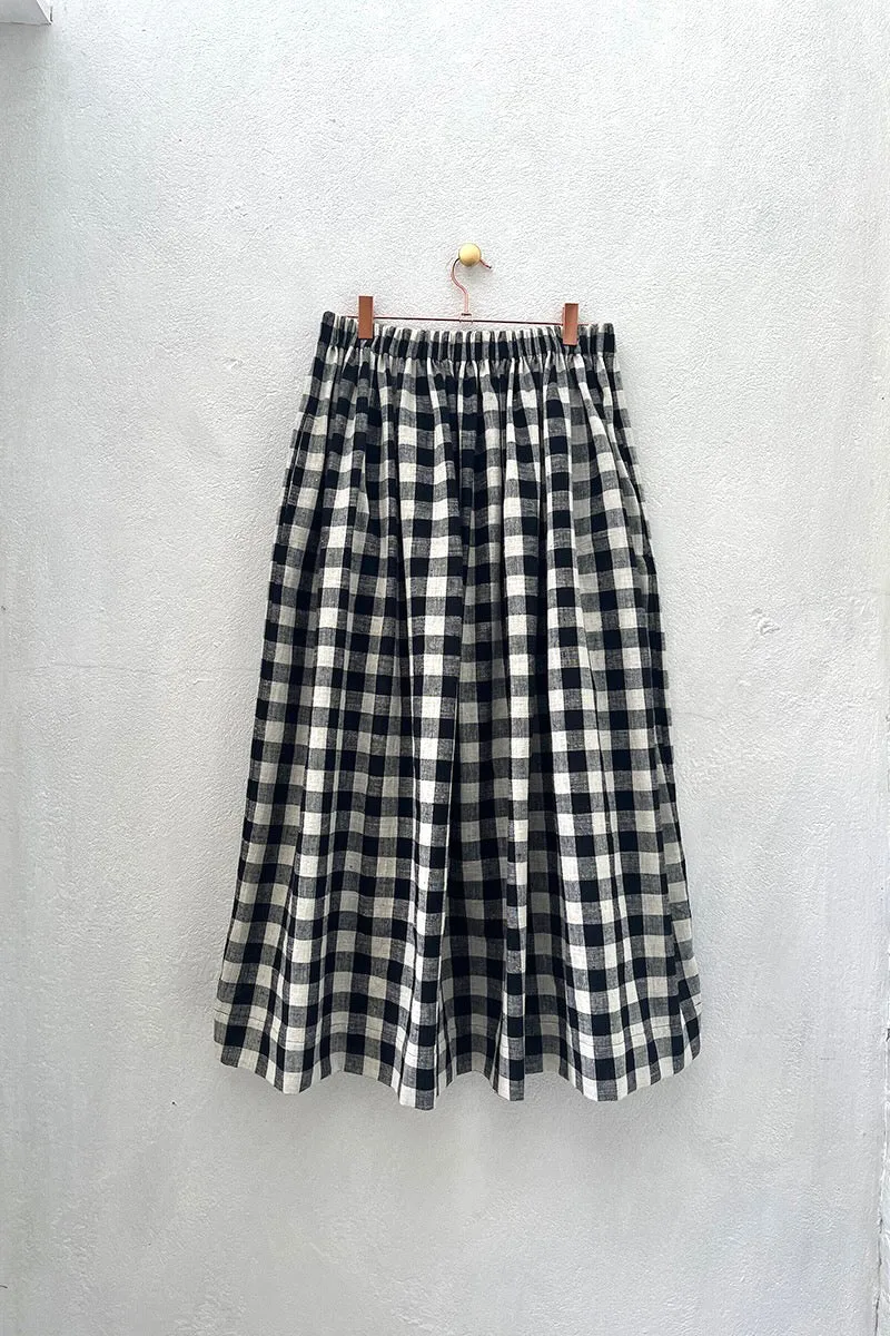 Tina Skirt in Black & White Gingham by Elwin