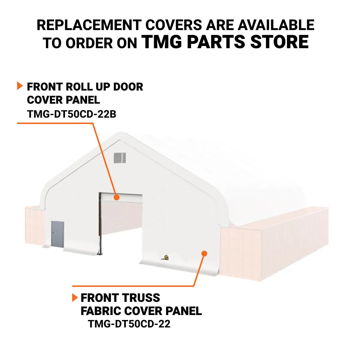 TMG Industrial Pro Series Front Wall Kit for Dual Truss Container Shelter TMG-DT5040CF, Steel Man Door and Roll-up Door, TMG-DT50CD