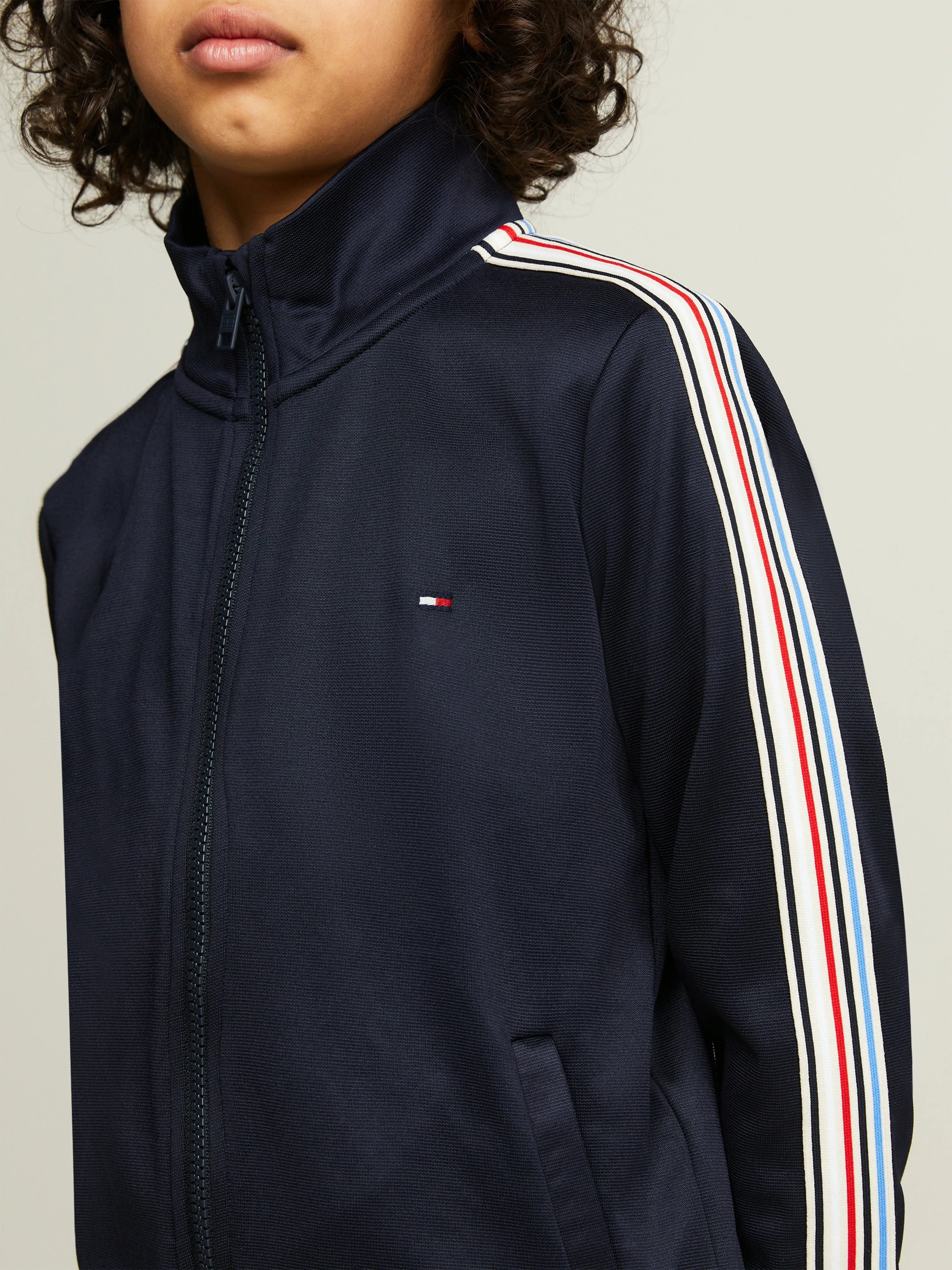 Tommy Hilfiger Kids Stripe Tape Track Jacket in Navy