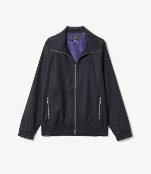 Track Jacket – Navy Striped Viyella Wool