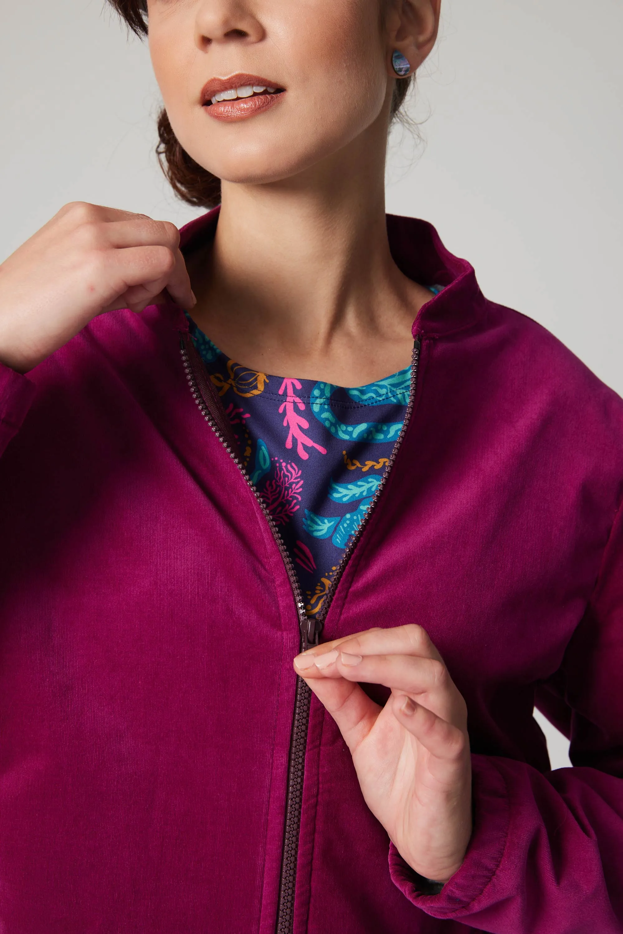 Track Jacket Velvet Corduroy - Fuchsia