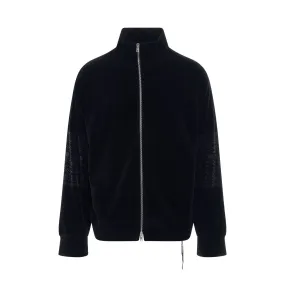 Tribal Skull Velour Track Jacket in Black