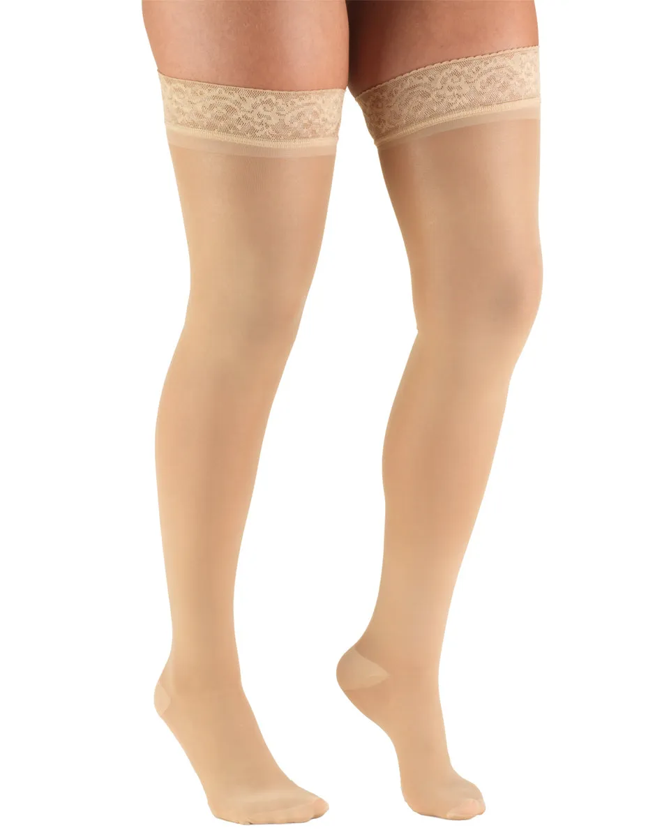 TRUFORM Women's TruSheer Thigh High Silicone Top Band 30-40 mmHg