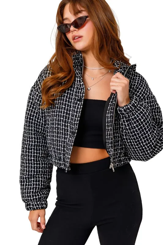 Tweed Crop Puffer Jacket