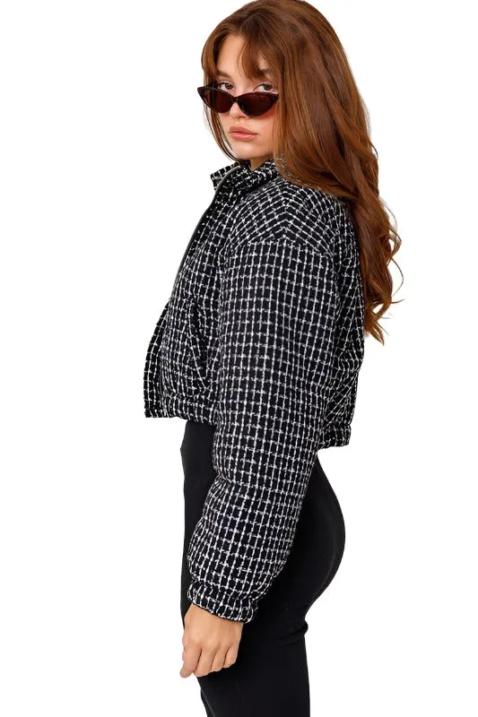 Tweed Crop Puffer Jacket