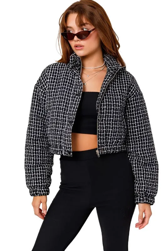 Tweed Crop Puffer Jacket