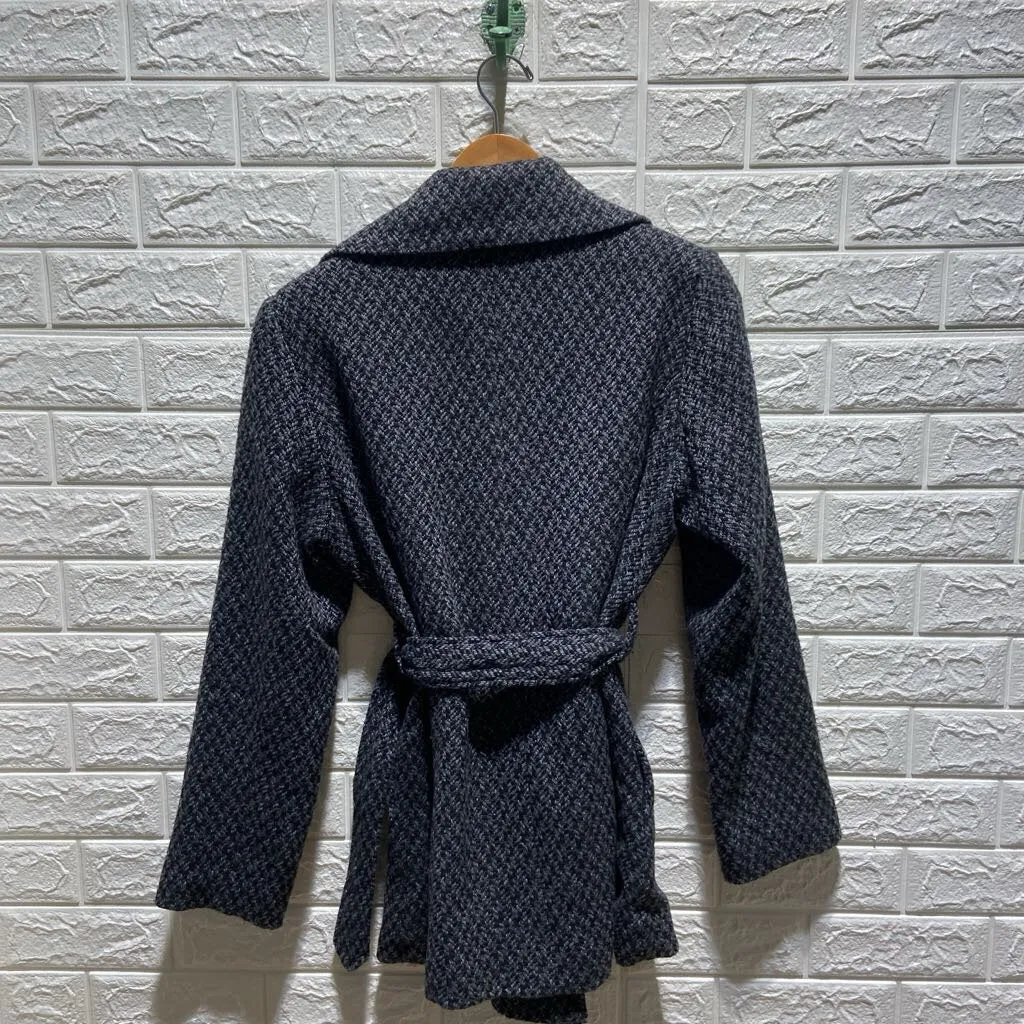 Tweed Wool Blend Belted Short Coat