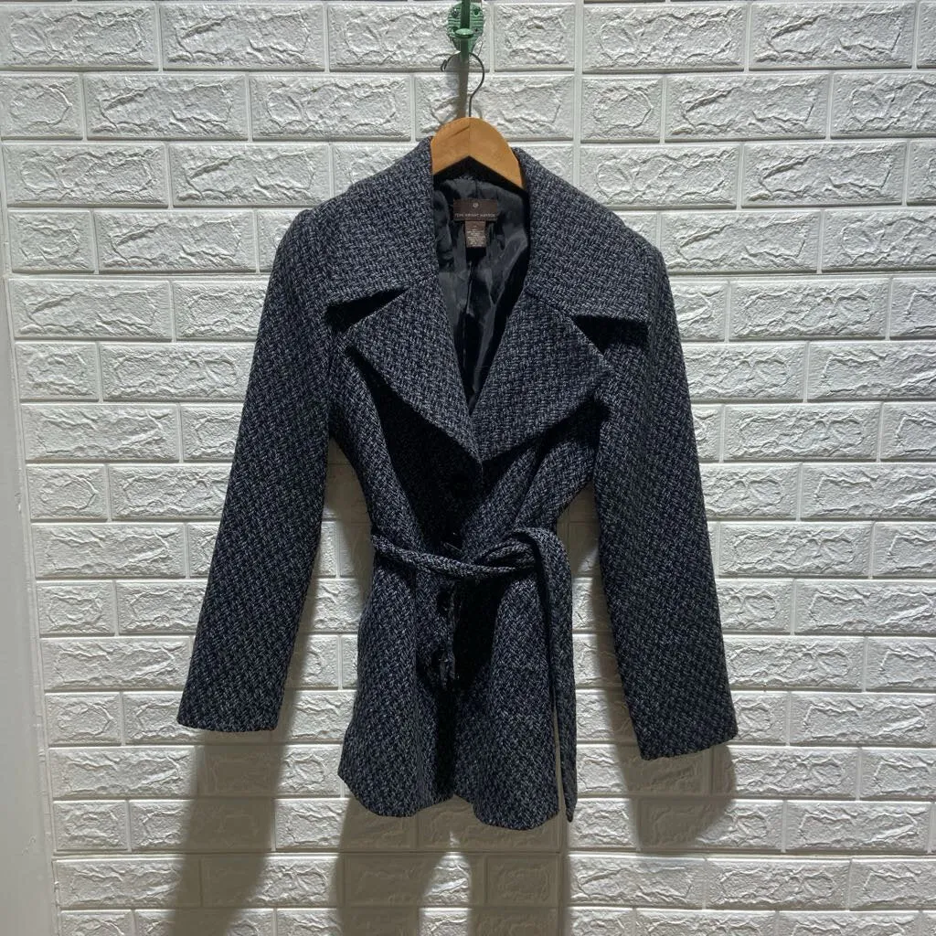 Tweed Wool Blend Belted Short Coat