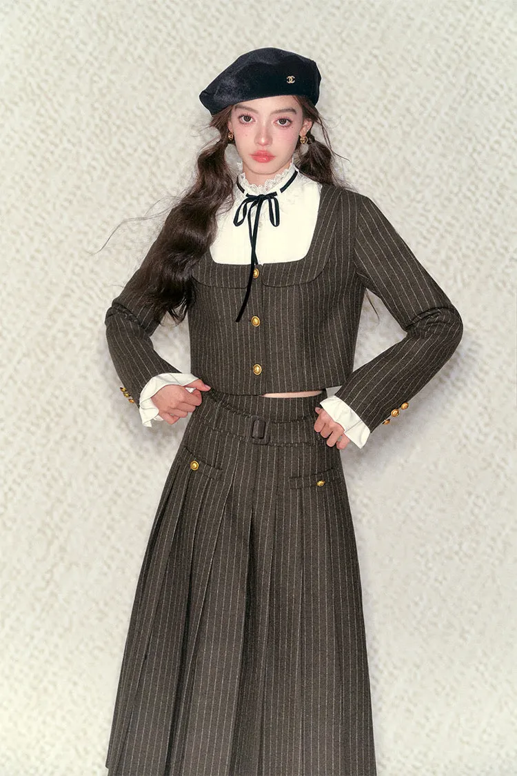 [Underpass] Vintage Collegiate Shirt and Long Skirt Set