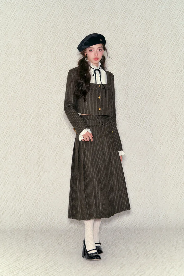 [Underpass] Vintage Collegiate Shirt and Long Skirt Set