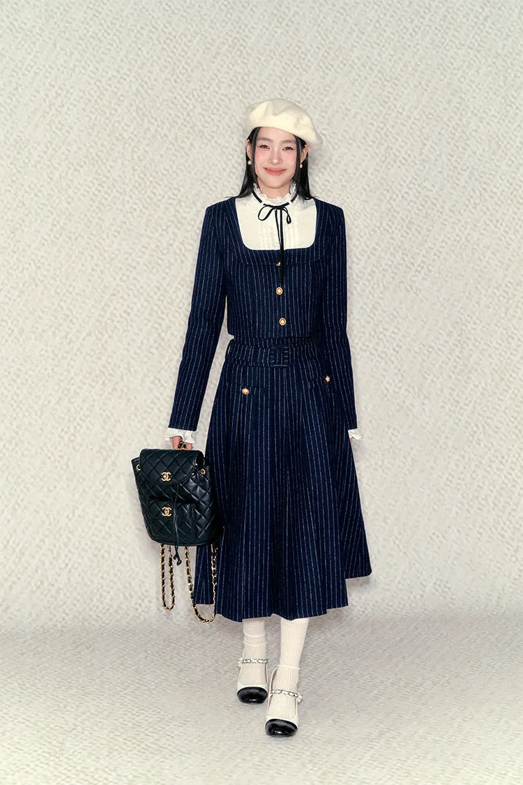 [Underpass] Vintage Collegiate Shirt and Long Skirt Set