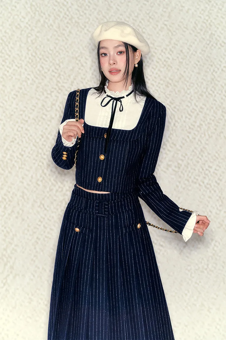 [Underpass] Vintage Collegiate Shirt and Long Skirt Set